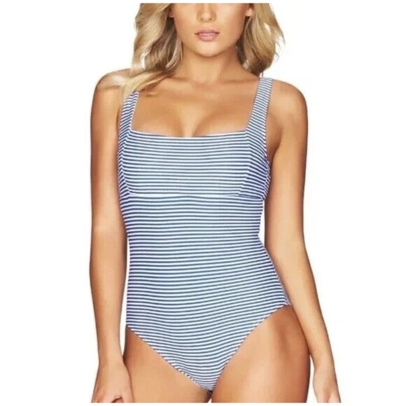 SEA LEVEL AUSTRALIA Sorrento Striped One-Piece Ruched Swimsuit Women's Size US 6 - Picture 2 of 9